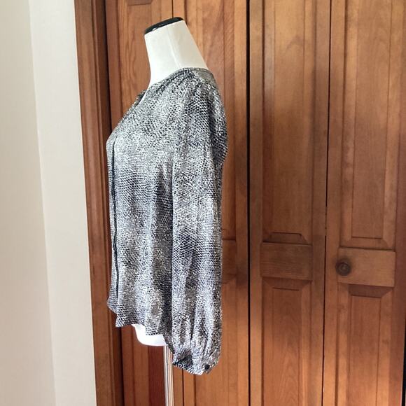 Kenar Grey/Black Print Sheer Buttondown, Size S - Picture 5 of 9